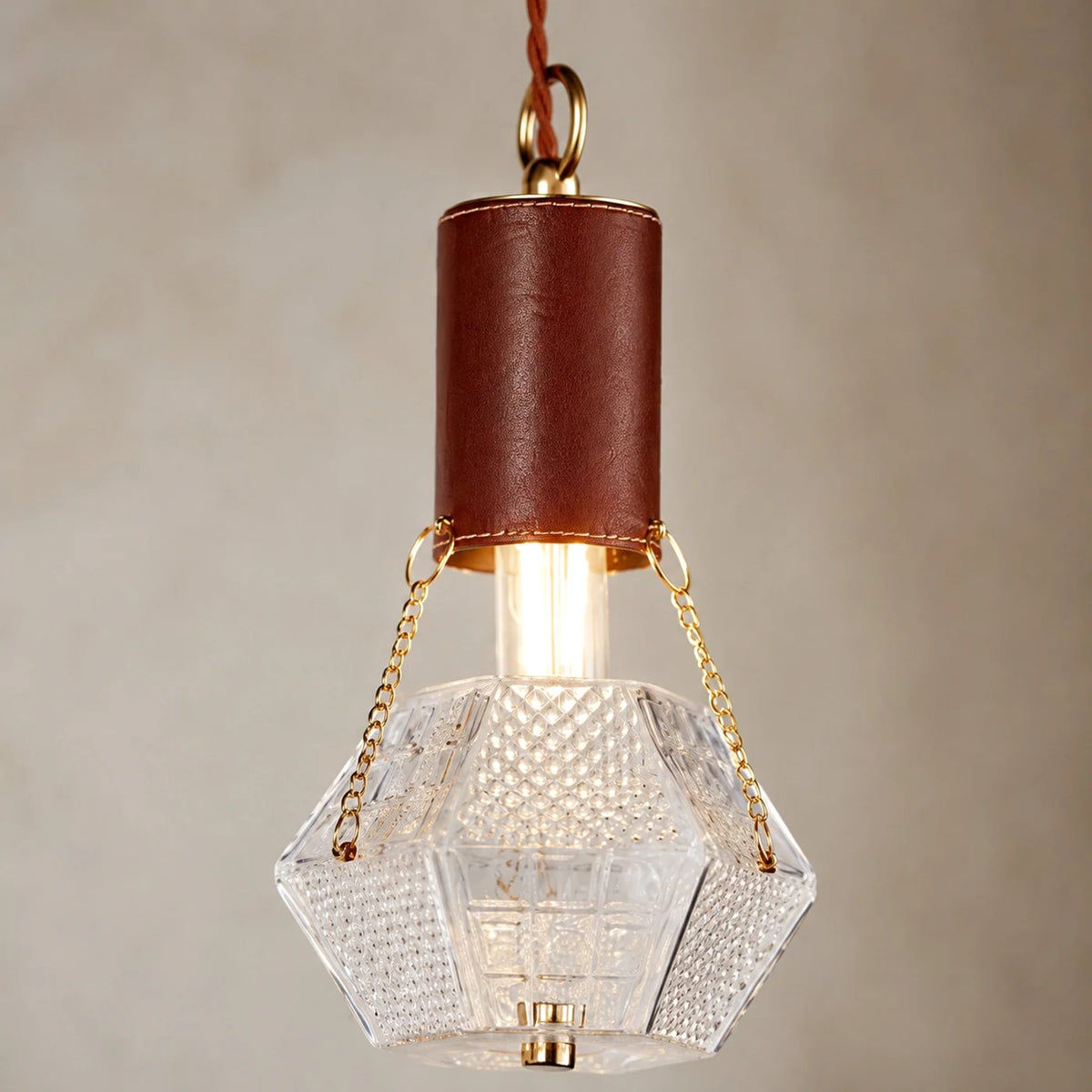 Prismatic French Leather Pendant Light 4