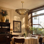 Afbeelding laden in galerijweergave, Ripple glass chandelier installed above a dining table
