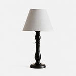 Afbeelding laden in galerijweergave, Vintage black iron table lamp with washed blue fabric shade