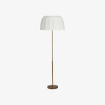 Załaduj obraz do przeglądarki galerii, Vellaro mosiężna lampa podłogowa z abażurem z tkaniny – nowoczesne oświetlenie stojące do salonu lub sypialni