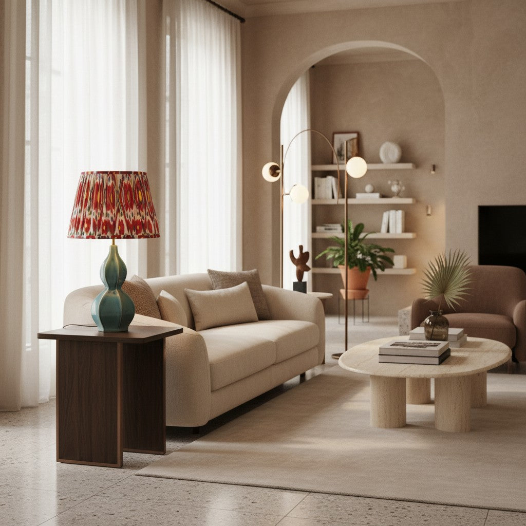 Thalune Tafellamp in Zeewier Keramiek – Sculpturale Kustgloed voor Slaapkamers en Woonkamers