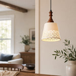 Carica l'immagine nella visualizzazione Galleria, cream ceramic cutout pendant light in a cozy room