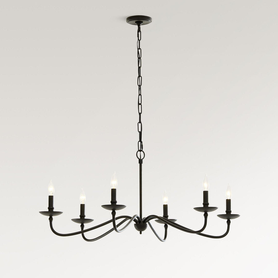 Rowan Timeless Iron Candle Design Chandelier - Industrial Interior Lighting For Bedroom