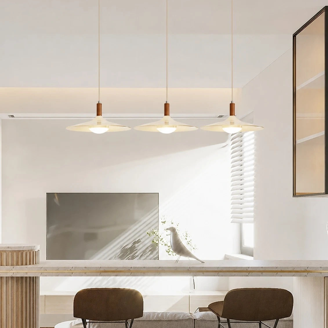 Cream Saucer Pendant Light