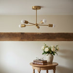 Load image into Gallery viewer, Mobilux Line Mid Century Gold Sputnik Chandelier - Geometric Brass Fixture
