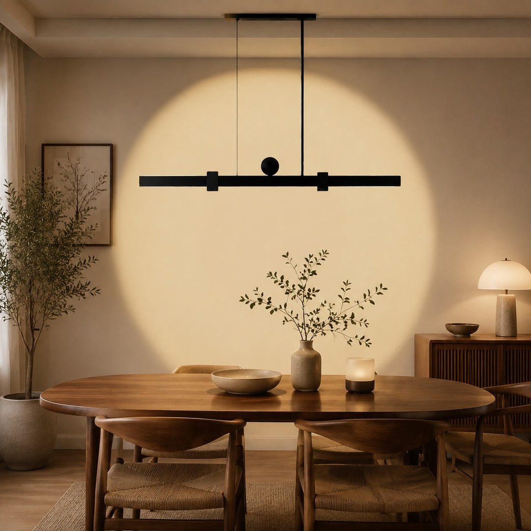 Lámpara colgante lineal para comedor con luz de lavado de pared