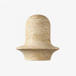 Charger l'image dans la visionneuse de la galerie, Travertine wall sconce front view showing rounded stone shade and flared rim