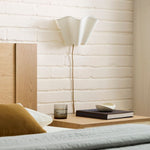 Load image into Gallery viewer, Oslan Modern Plug-In Sconce - Scalloped Ivory Linen Shade Wall Lamp
