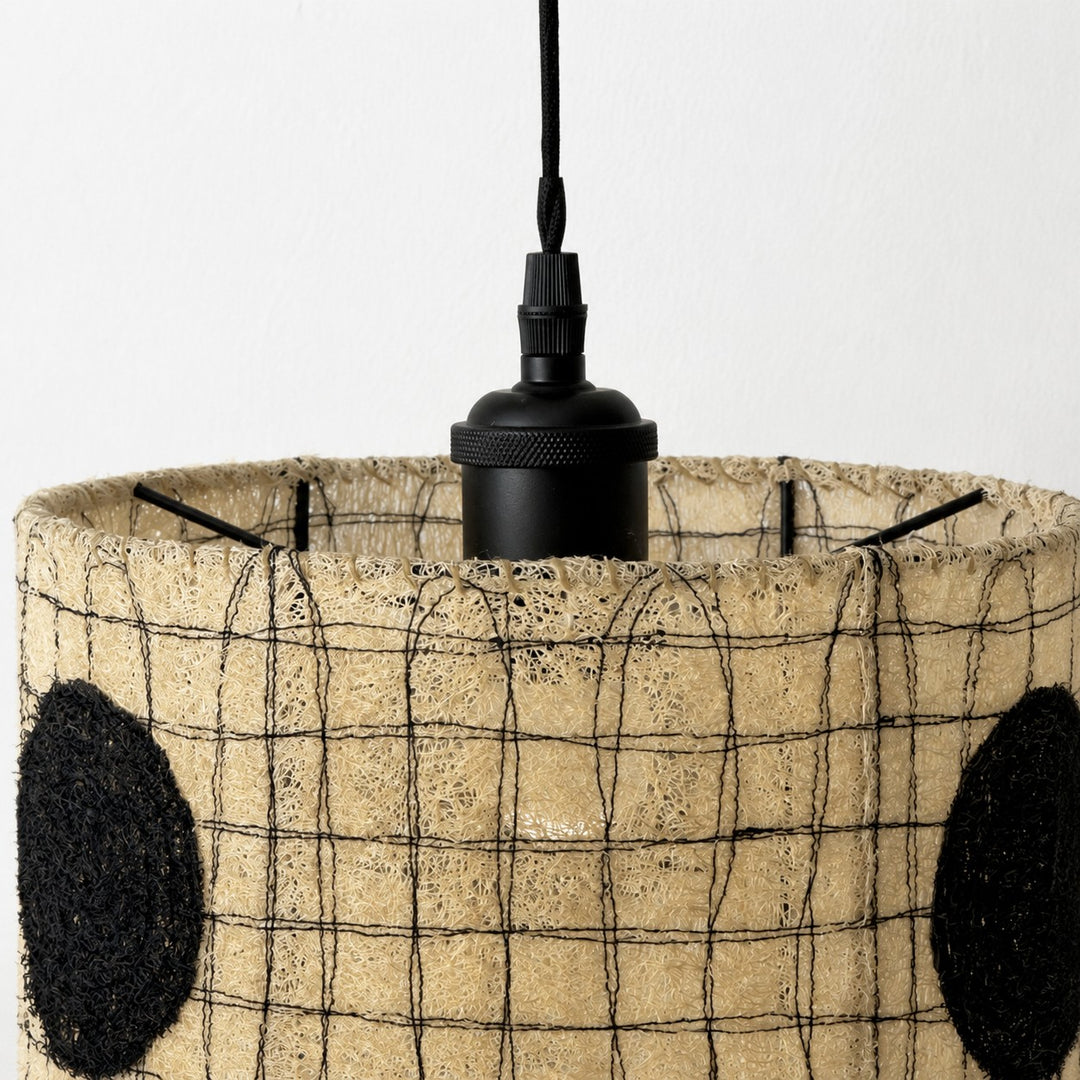 Lampada a sospensione in luffa naturale - paralume intrecciato organico per sala da pranzo