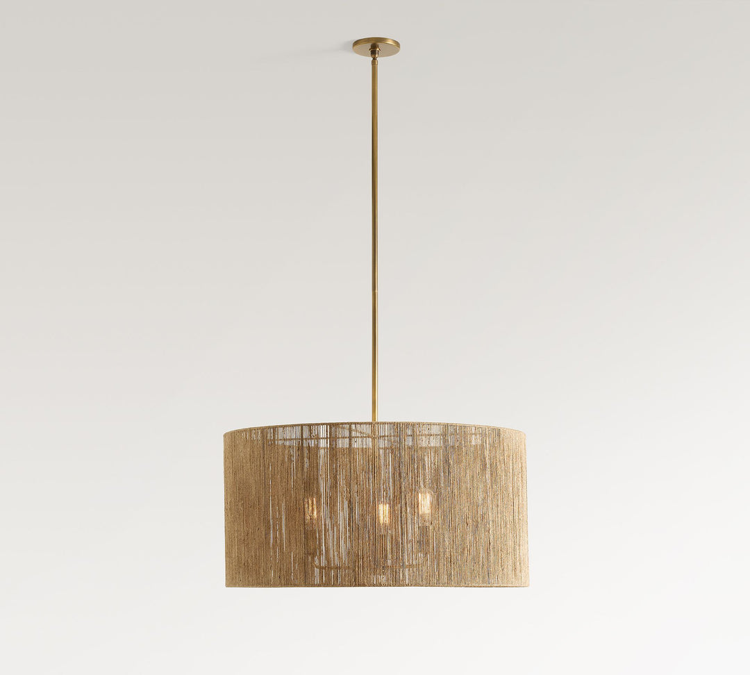 Dumora Antique Brass Drum Pendant Lamp - Farmhouse Style Lamp for Living Room