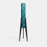 Carica l'immagine nella visualizzazione Galleria, Emerald mosaic Liberty fabric tripod floor lamp with dark wood frame