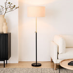 Load image into Gallery viewer, Mavora Adjustable Floor Lamp - Modern Telescoping Light with Linen Shade for Reading
