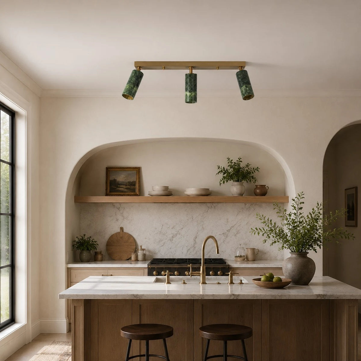 Three-light linear above kitchen