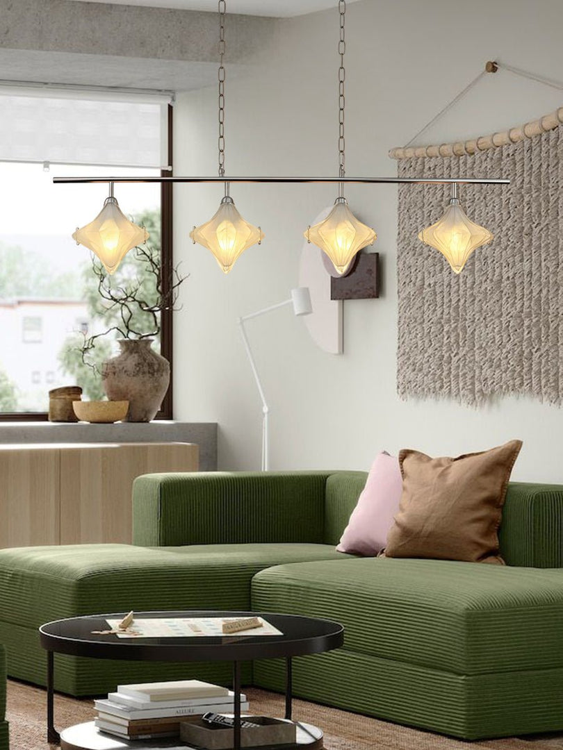 Art Deco Star Linear Pendant Light - Elegant Lighting for Kitchen Island  - Astris Cassiopeia