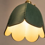 Cargar imagen en el visor de la Galería, Lit scalloped leather shade detail