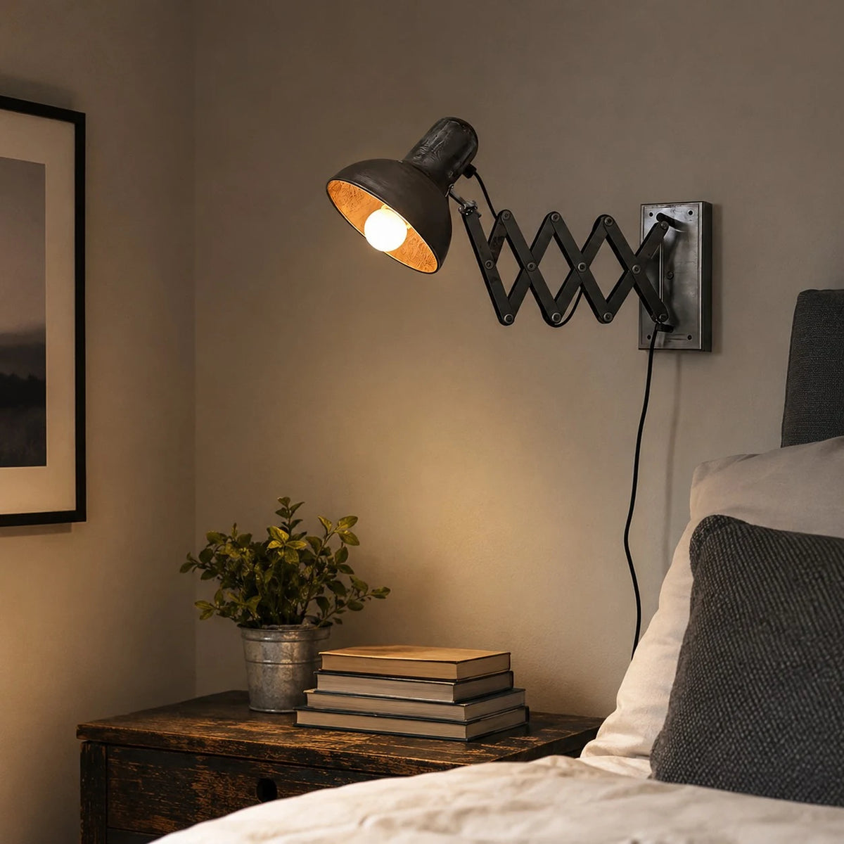 bedside warm light scene