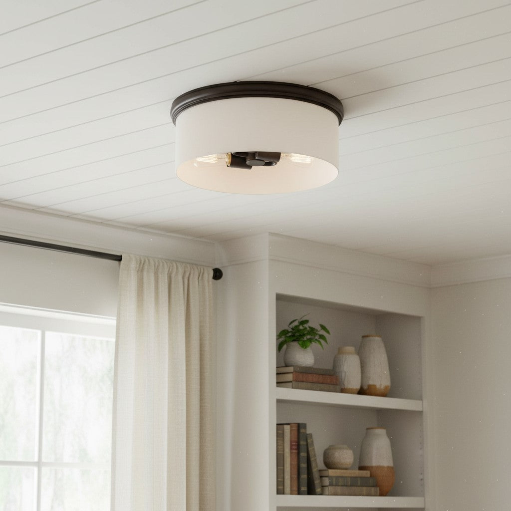 Lámpara de techo empotrada Roven con cúpula de vidrio opalino - Diseño elegante para dormitorio y sala de estar