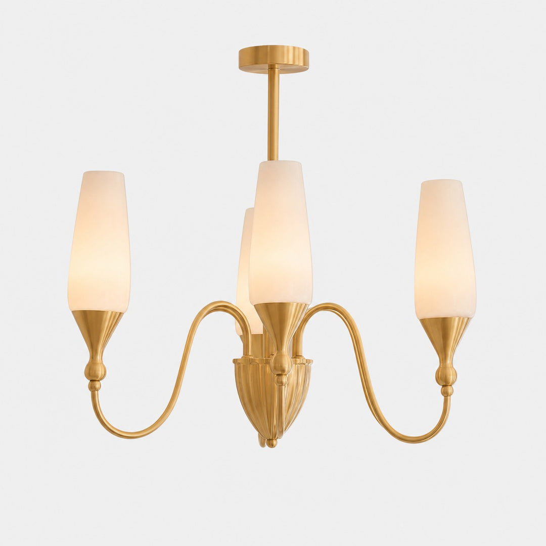 Lustre français en cuivre et verre pour salle à manger
