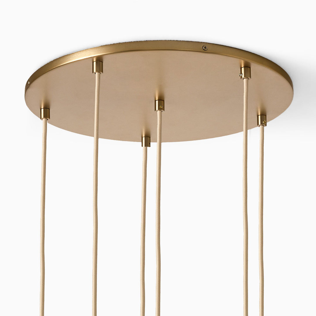 Orovia Ceramic Shade Chandelier – Iron Pendant Adjustable Height Design