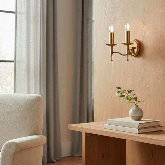Aplique de Pared Clásico Tela - Lámpara de Pared Metálica Elegante Ideal para Pasillo o Sala