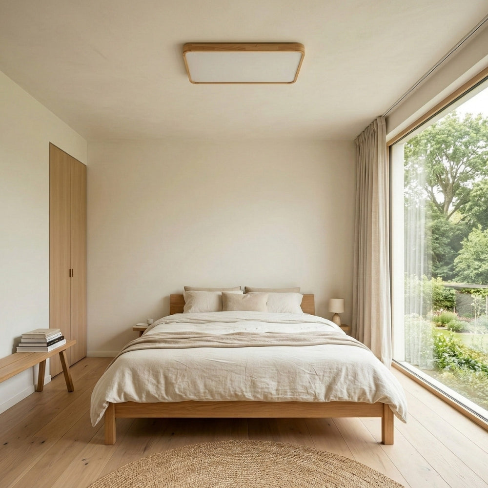LignoForma Architektonische Holzdeckenleuchte – Mehrformige LED-Aufbauleuchte für Schlafzimmer und Kreativräume