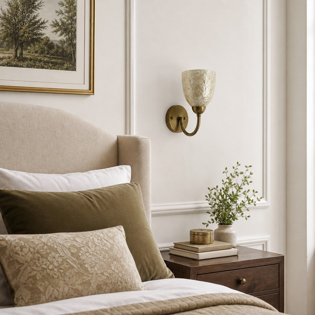 Nacrelith Wall Sconce - Modern Capiz Shell Lamp for Bedroom