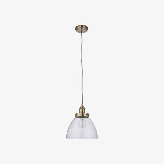 Lámpara Colgante Novera Art Deco con Pantalla de Vidrio en Cúpula y Altura Ajustable - Sala