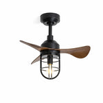 Cargar imagen en el visor de la Galería, 22 inch black downrod ceiling fan light with cage shade and remote