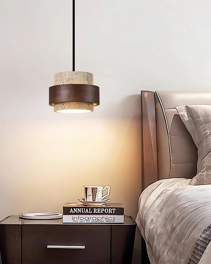 Lampa wisząca z wtyczką Cole z trawertynu