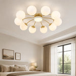 Carica l'immagine nella visualizzazione Galleria, Milk glass ceiling light in a bright bedroom