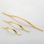 Load image into Gallery viewer, Curved Cabinet Handles – Minimalist Black Gold Cabinet Door Handle Set
