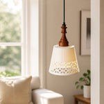 Carica l'immagine nella visualizzazione Galleria, cream ceramic cutout pendant light in a bright living room