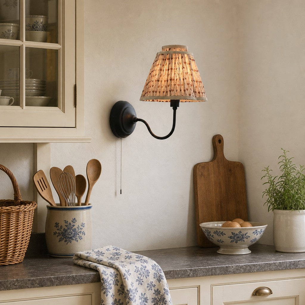 Solmire Contemporary Wall Light – Tailored Fabric Metal Wall Fixture for Bedroom and Hallway