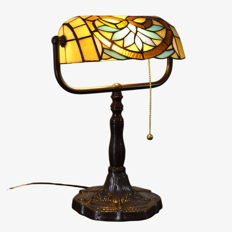 TF Tivanny Floral Stained Glass Desk Lamp - Vintage Table Light for Bedroom Study Living Room