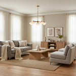 Bild in der Galerieansicht laden, Zirvos Pendelleuchte mit mattierten Opalgloben und gebürstetem Messingrahmen für Wohn- und Esszimmer