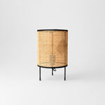 Cargar imagen en el visor de la Galería, open weave natural rattan LED table lamp on gray background