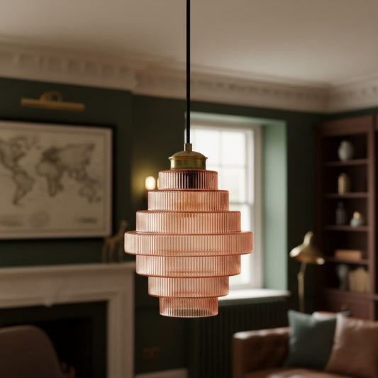 Bottis  Striped Glass Bottle Pendant Lamp with Artistic Vertical Shade U19