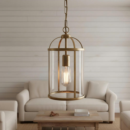 Lámpara Colgante Luxvana en Forma de Campana de Vidrio - Diseño Industrial de Farol Metálico para Cocina