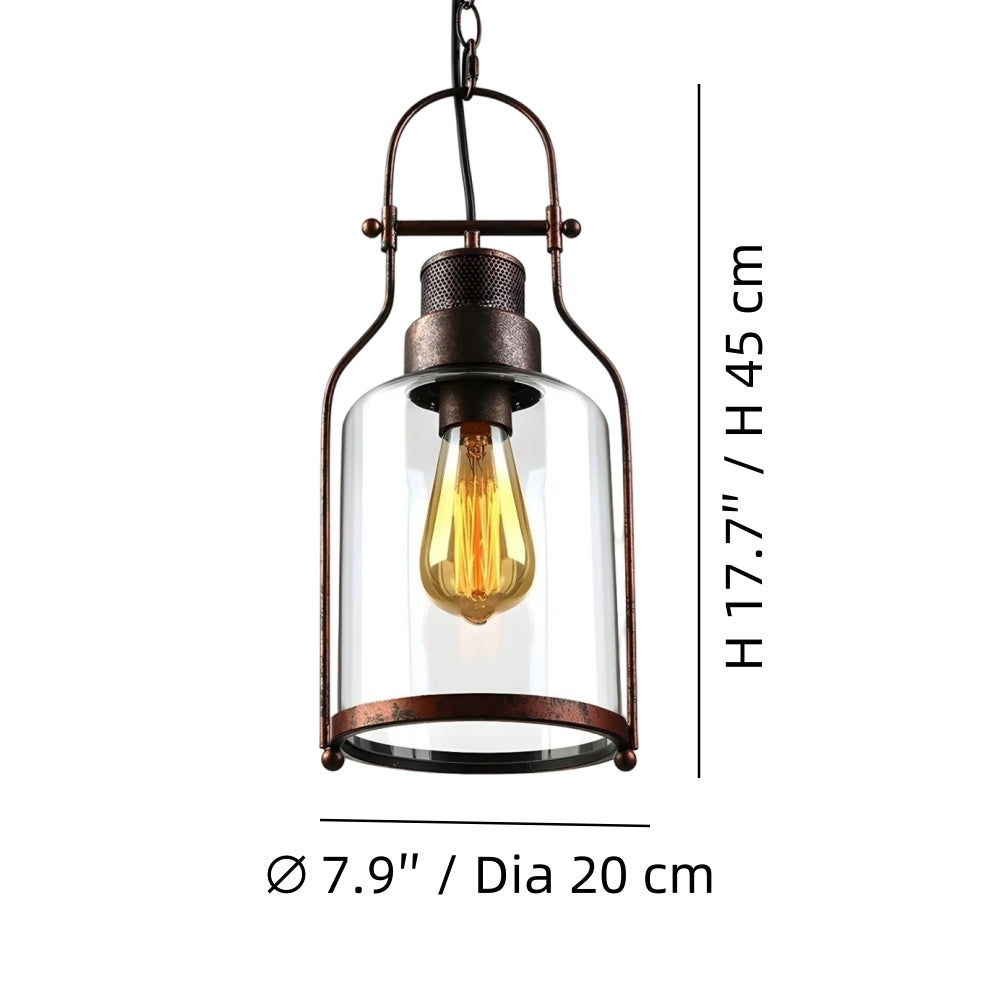 Morris Retro Industrial Metal Glass Pendant Light