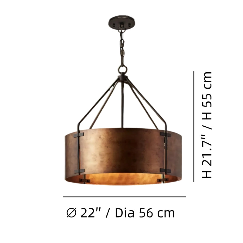 Rustieke bronzen industriële trommelkap hanglamp