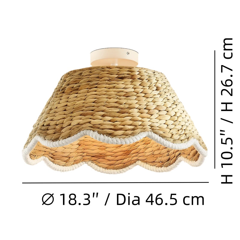 Boheemse stijl schelpvormige rotan plafondlamp met vlakke montage