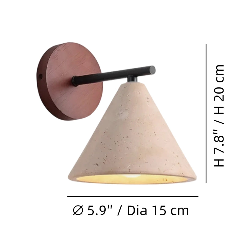 Travertijn Wandlamp - Natuurlijke Steen Wandlamp met Afgeronde Kap