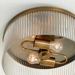 Load image into Gallery viewer, Bravira Flush Mount Ceiling Light - Ribbed &amp; Bubbled Glass Metal Light
