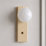 Cargar imagen en el visor de la Galería, Cream wall sconce with opal glass globe and toggle switch