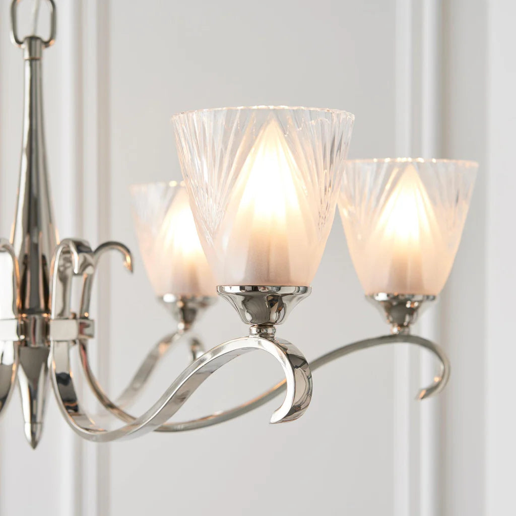 Lustre Multi-Lumière Lunetal avec Accents en Cristal Finition Laiton - Luxe Moderne pour Salle à Manger et Salon
