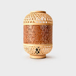 Cargar imagen en el visor de la Galería, orange woven LED table lamp on gray background