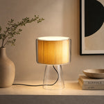 Załaduj obraz do przeglądarki galerii, Natural Glass Table Lamp With Fabric Shade