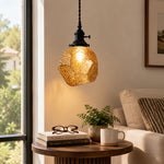 Afbeelding laden in galerijweergave, Vintage hanglamp van geslepen glas