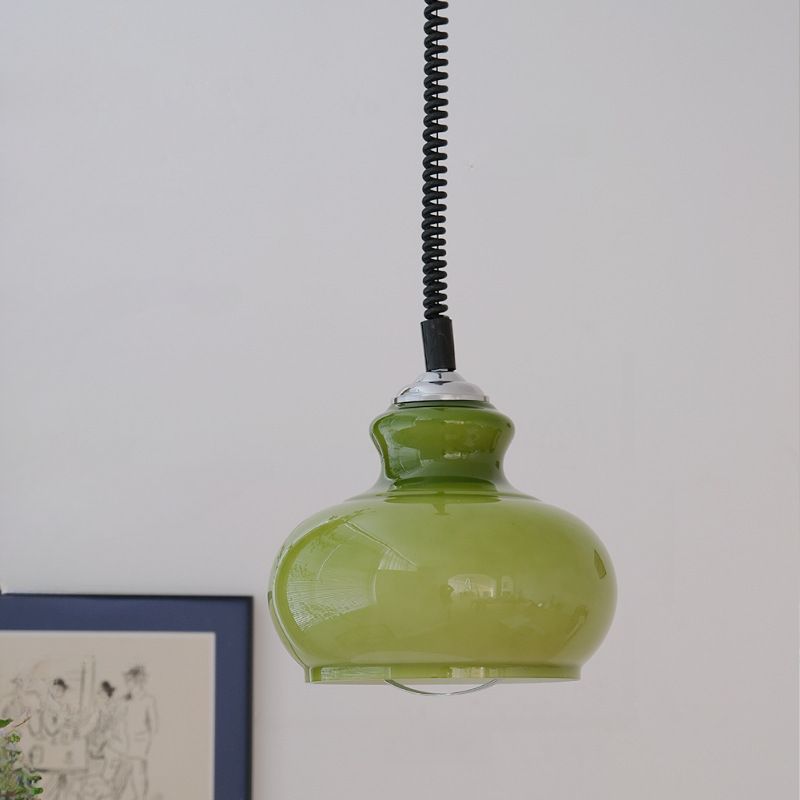 Lampada a sospensione in vetro crema retrò Lunea – Lampada vintage nordica per camera da letto e sala da pranzo