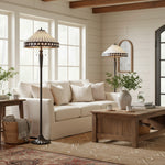 Afbeelding laden in galerijweergave, TF Fargo geometrische art deco Tiffany vloerlamp voor hoekverlichting in de woonkamer